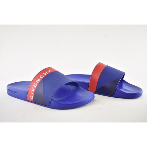 Givenchy Paris Blue Red White Logo Rubber Pool Slide Sandal Flip Flop Flat 44 11 main image 9
